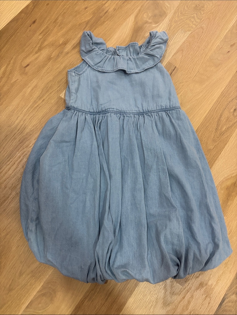 NWT GAP Light Blue Denim Ruffle-Neck Bubble Dress 5 Years